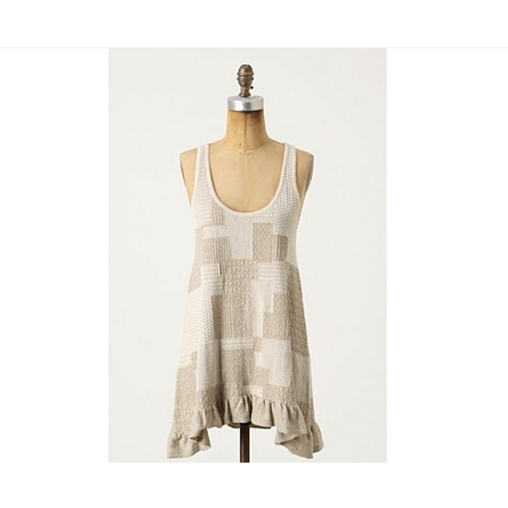 Knitted & Knotted Anthropologie Tunic Boho Patchwork Cottagecore Tank Top-Size M